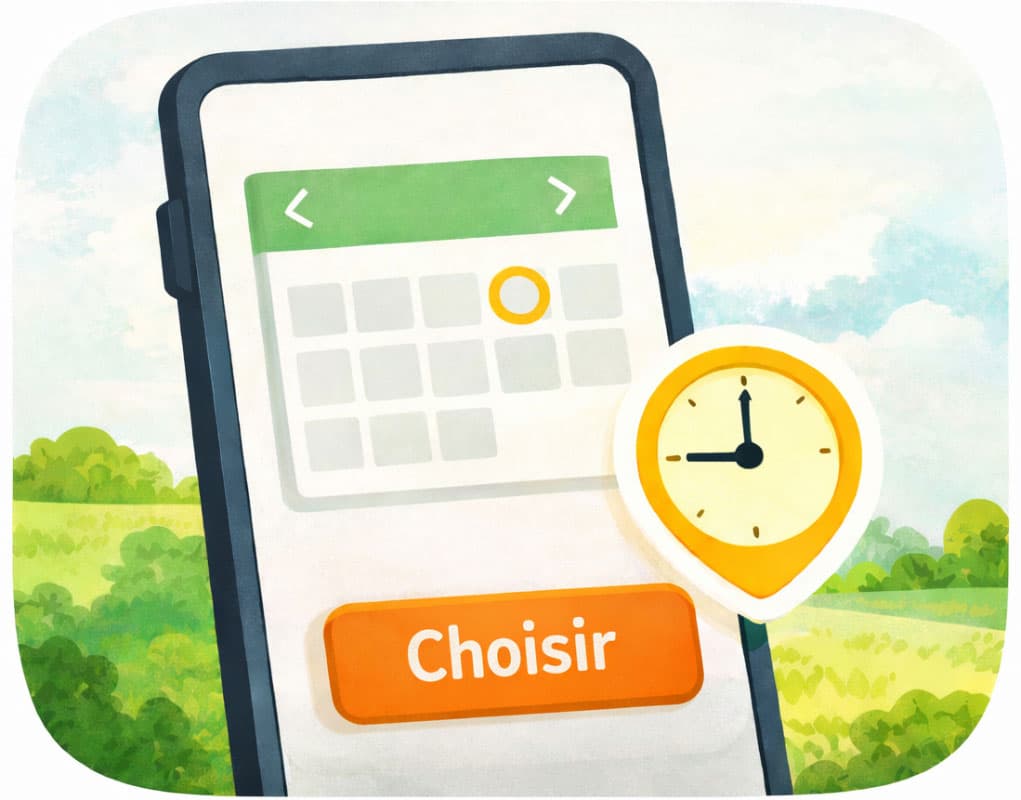 Choix de l'horaire et du lieu de retrait