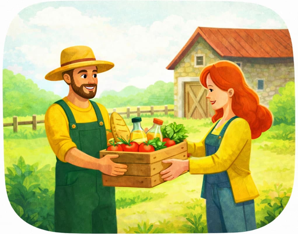 Récupération du panier à la ferme