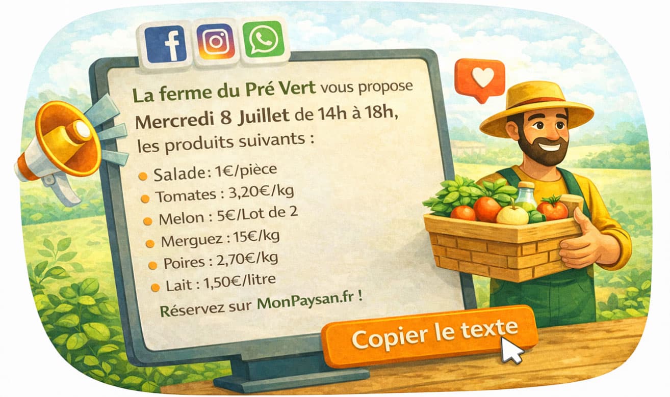 Copier le texte pour publier sur les réseaux